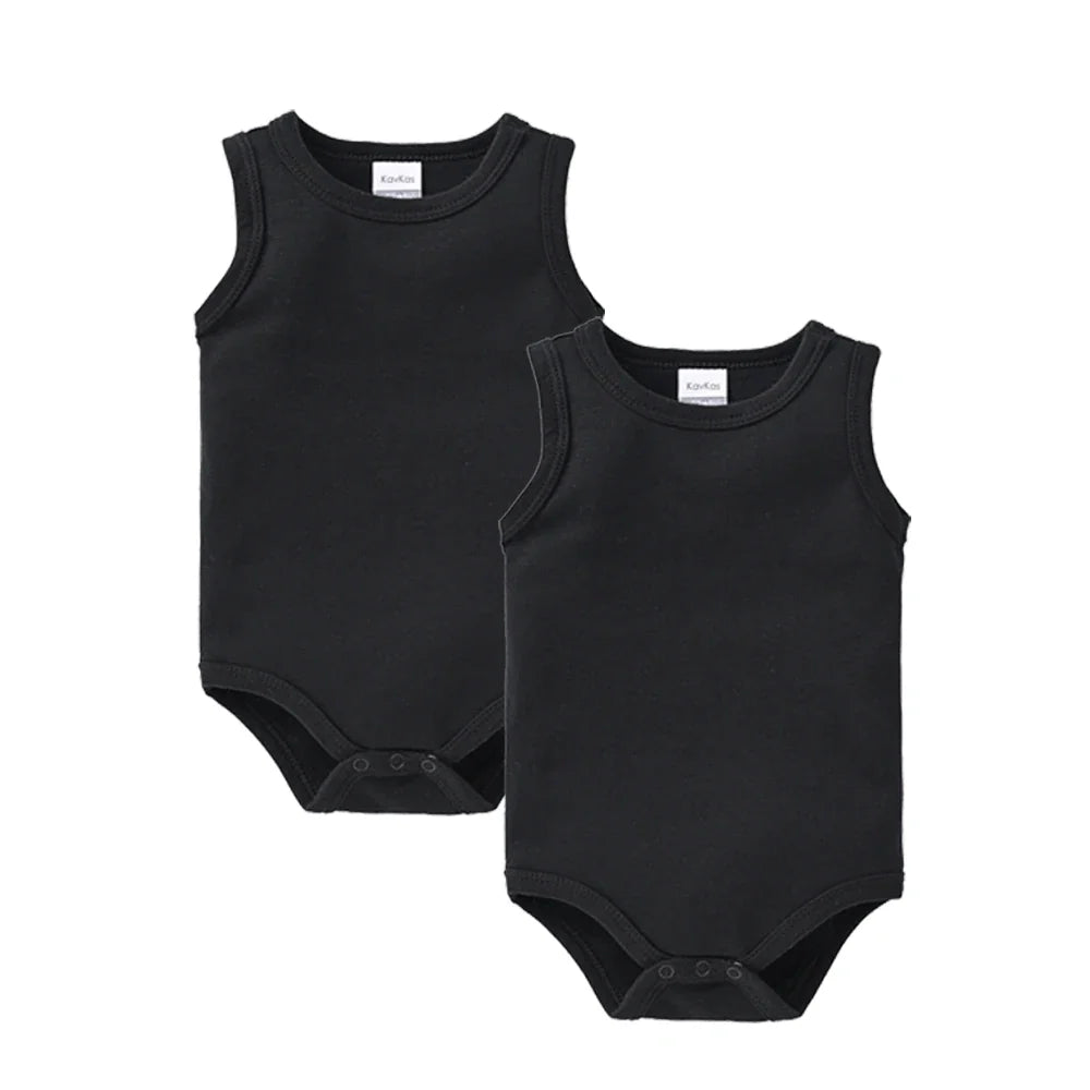 Kavkas 2 Pcs/lot Summer Baby Boy Girls Clothes Vest Design 100% Cotton Sleeveless Newborn Clothing