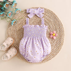 Sling Romper White Small Flower Jumpsuit Newborn