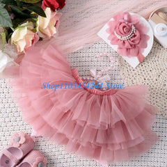 Multilayer Baby Dress Flower Headband Photoshoots Clothes Newborn Photo Supply