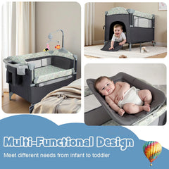 Pack n Play Portable Playard with Bassinet Baby Travel Crib with Changing Table Newborn to Toddler Folding Nursery Bed Playpen
