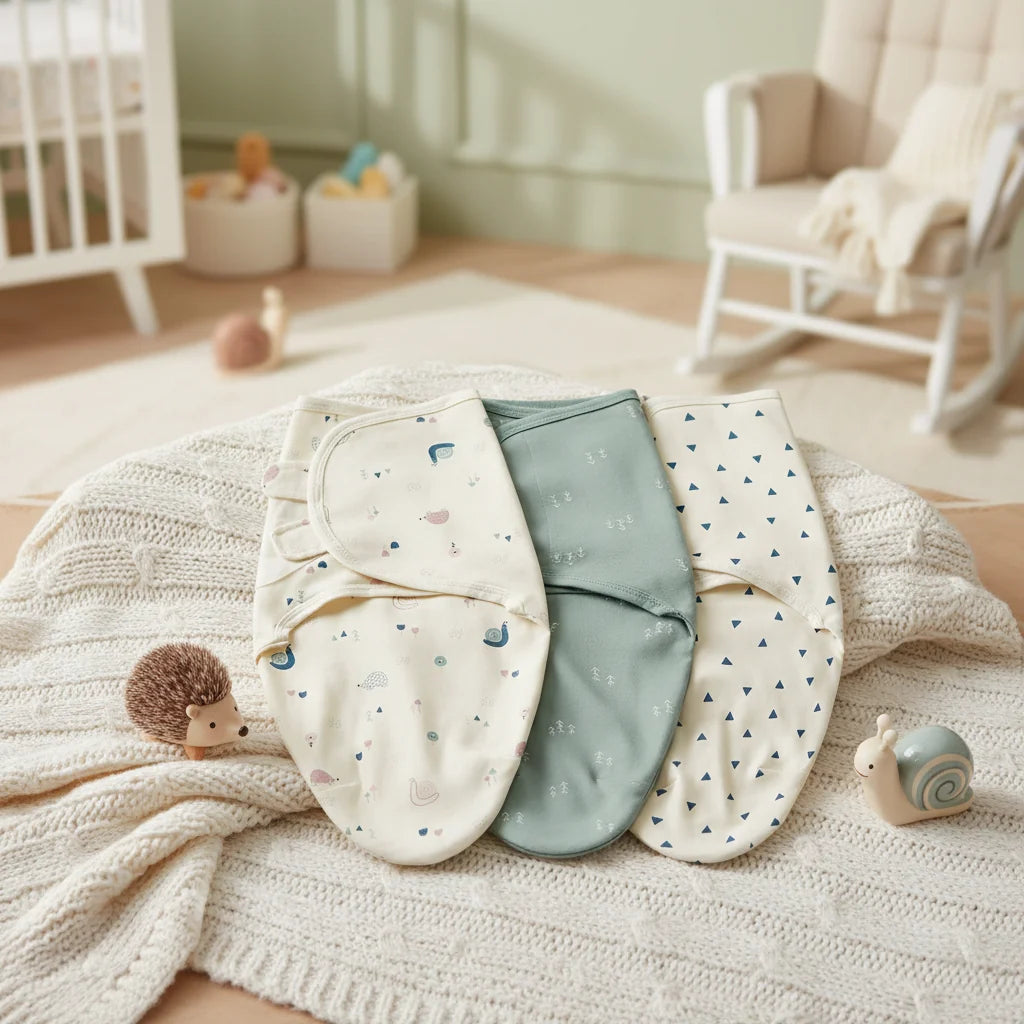 Baby Sleeping Bag Newborn Swaddle Cocoon Wrap 100 Percent Cotton Three Piece Set