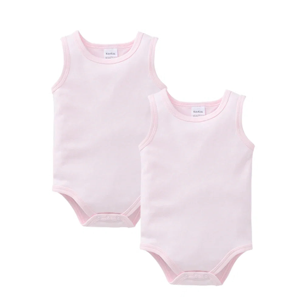 Kavkas 2 Pcs/lot Summer Baby Boy Girls Clothes Vest Design 100% Cotton Sleeveless Newborn Clothing