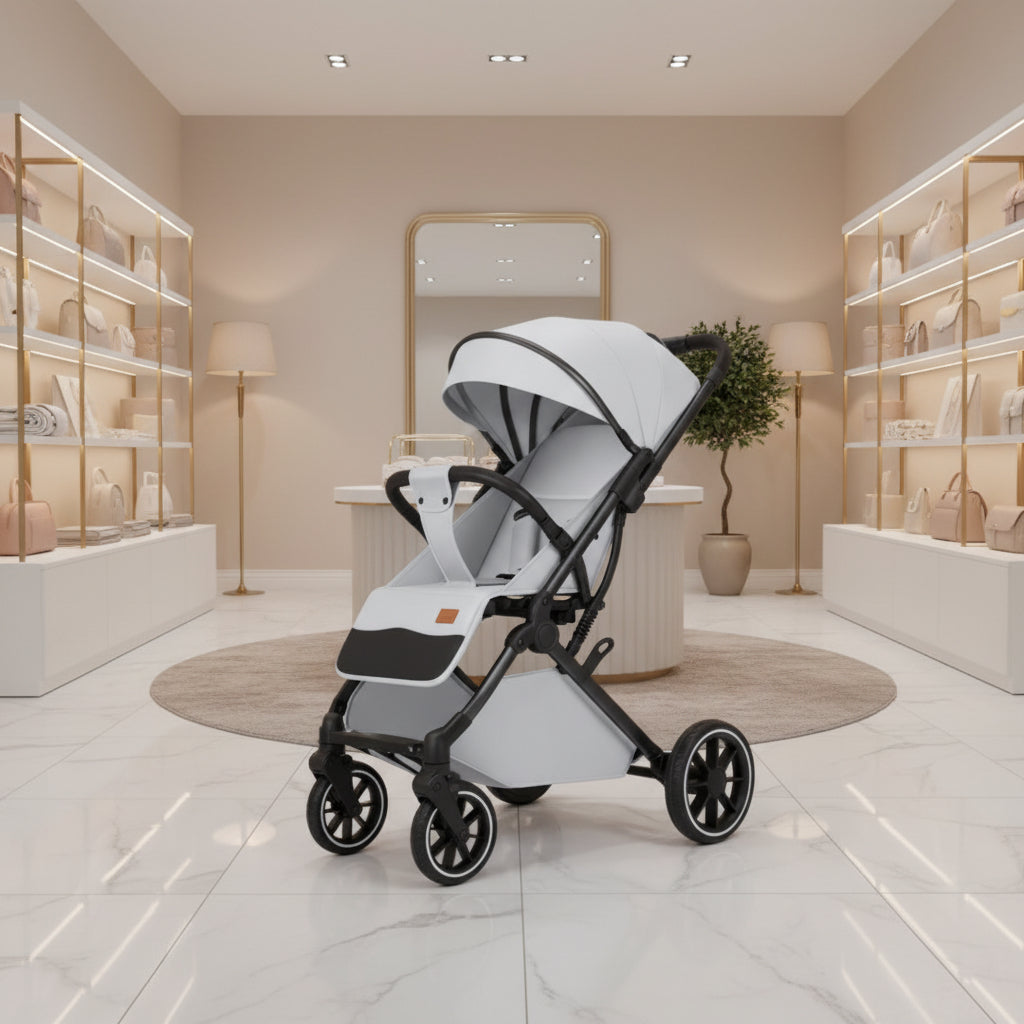 Lightweight Four-Wheel Stroller With Sit Or Lie Flat