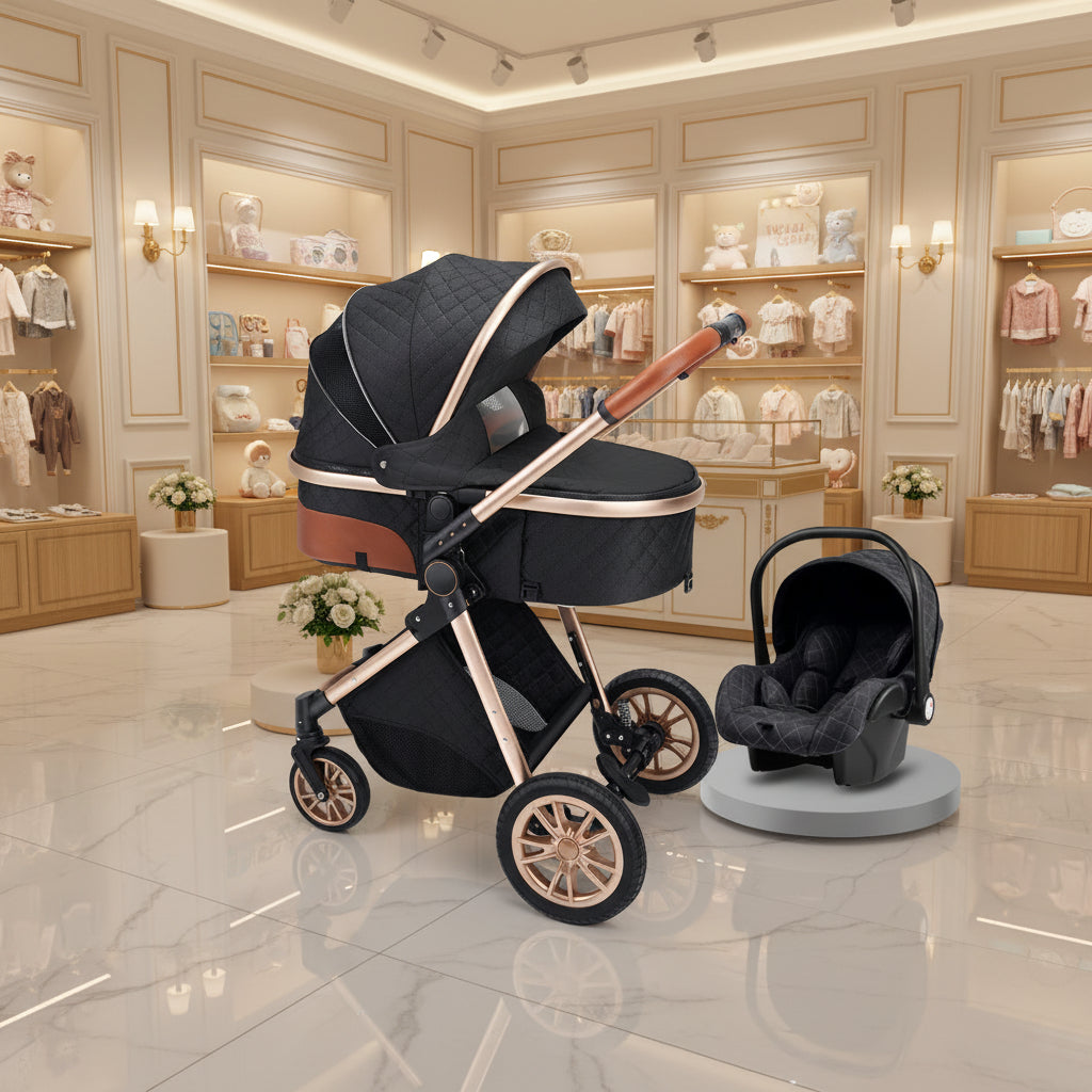 Lightweight Folding Two Way Shock Absorbing Newborn Baby Stroller