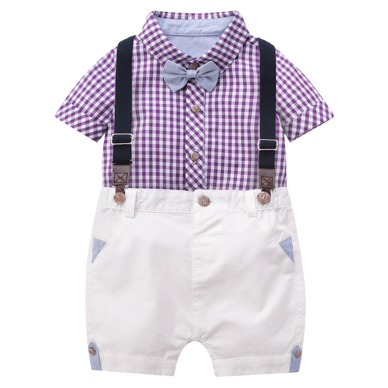 Children's Western-style suit handsome British short-sleeved two-piece suit