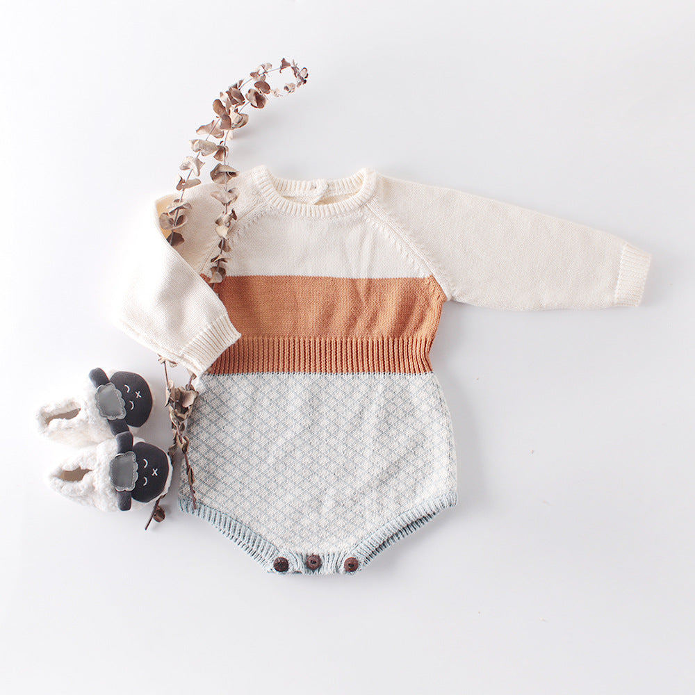 Knitted woolen bodysuit, bag fart, romper, romper
