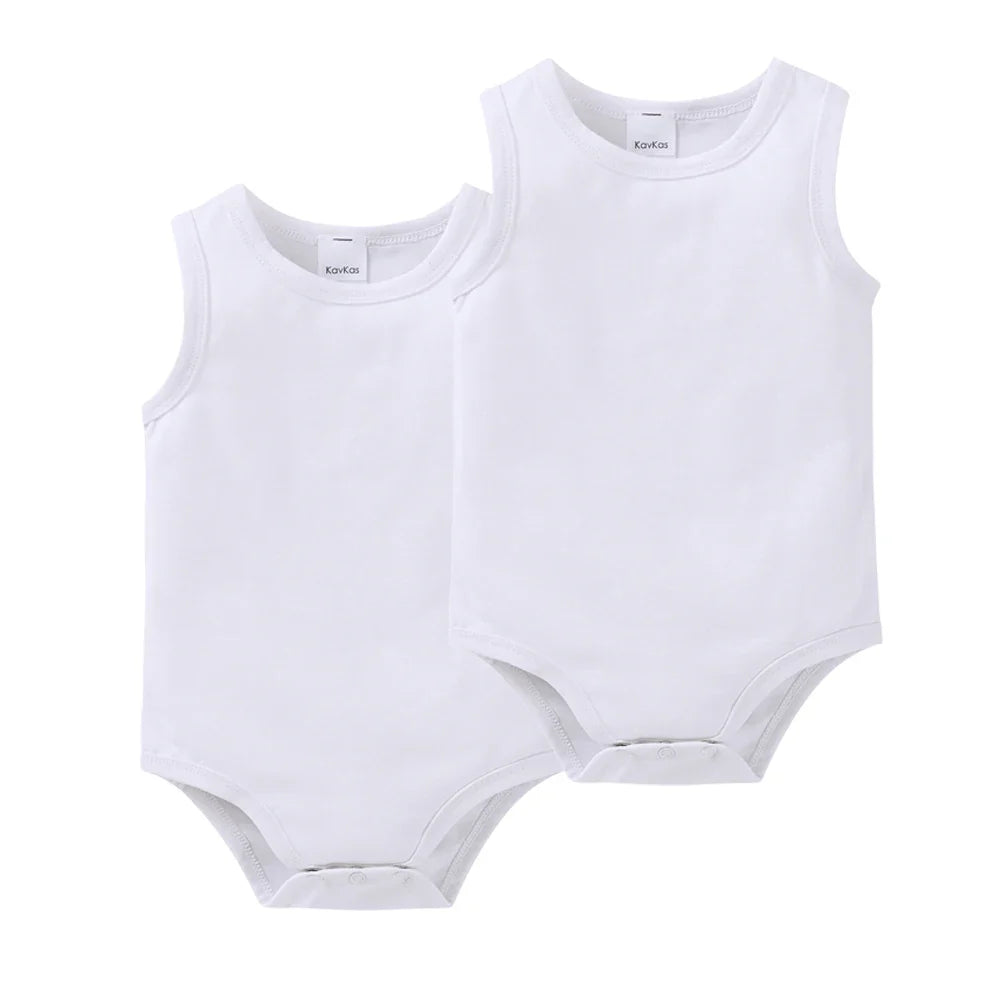 Kavkas 2 Pcs/lot Summer Baby Boy Girls Clothes Vest Design 100% Cotton Sleeveless Newborn Clothing