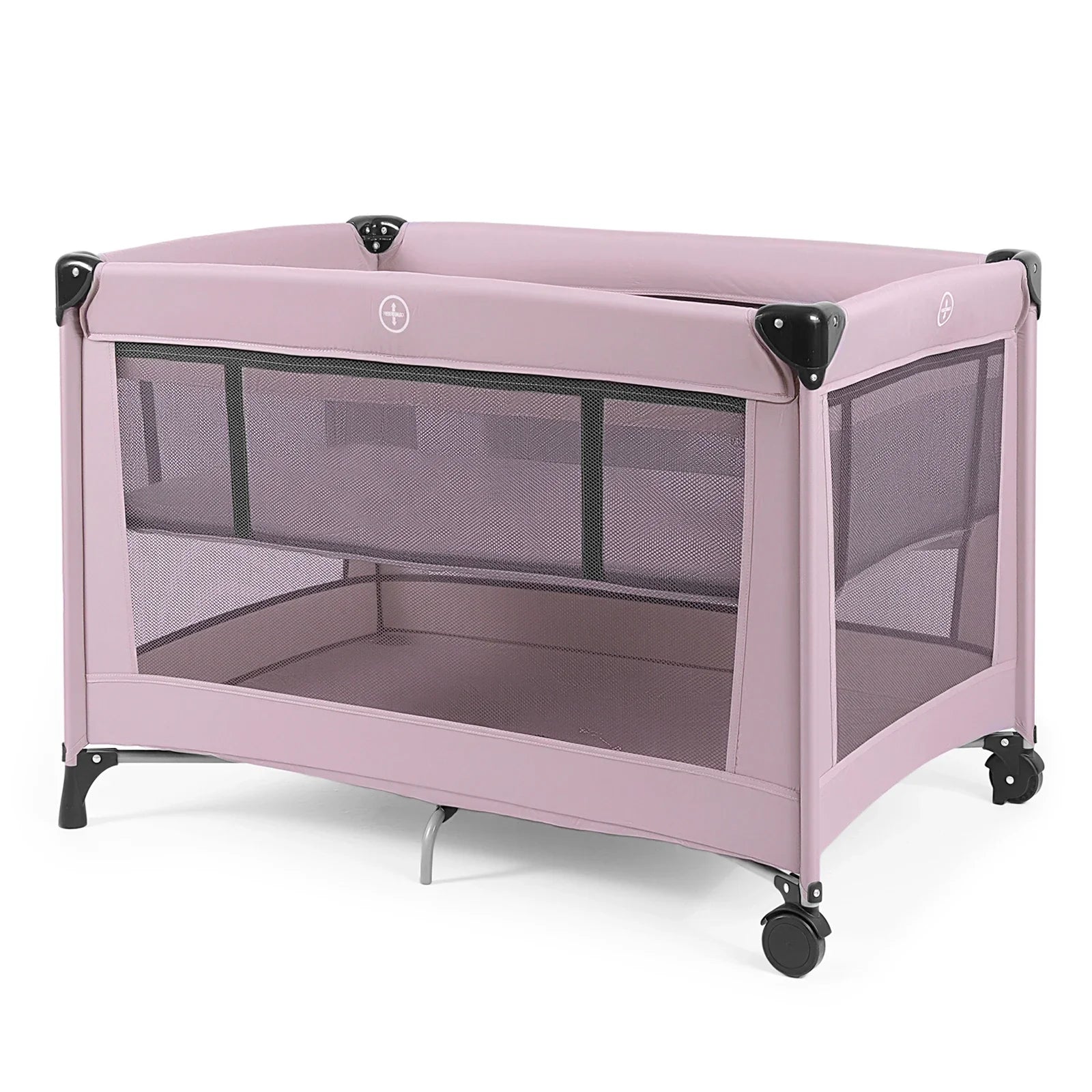 Foldable Travel Cot Set with Soft Mattress, Wheels & Travel Bag, Fast & Compact Folding for Newborn Toddler Indoor Outdoor Use