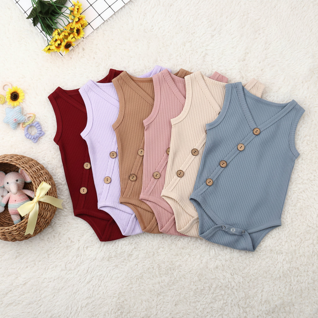 Newborn Baby Solid Bodysuit Kids Clothes Boys Girl Jumpsuit