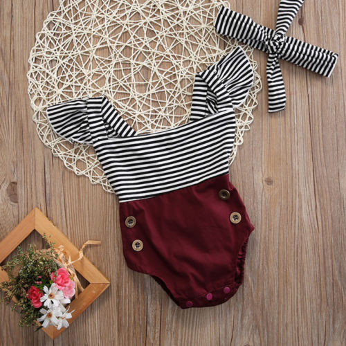 Striped stitching newborn clothes