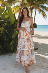 Zora Ricrac Trim Spaghetti Straps Maxi Dress
