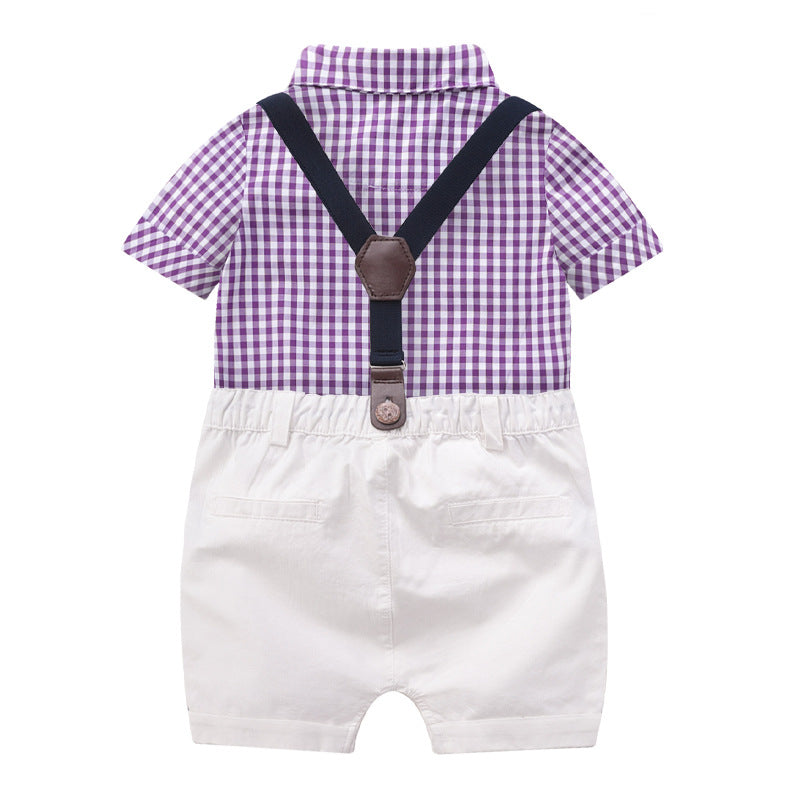 Children's Western-style suit handsome British short-sleeved two-piece suit