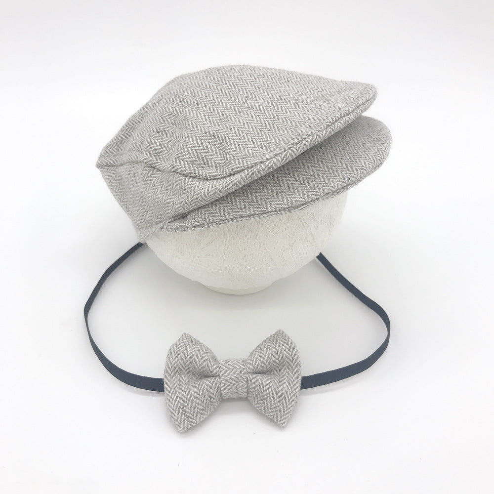 Gentleman Peaked Hat Bow Tie Baby Cartoon Taking Picture Hat Newborn Baby Child Photography Clothing Topper