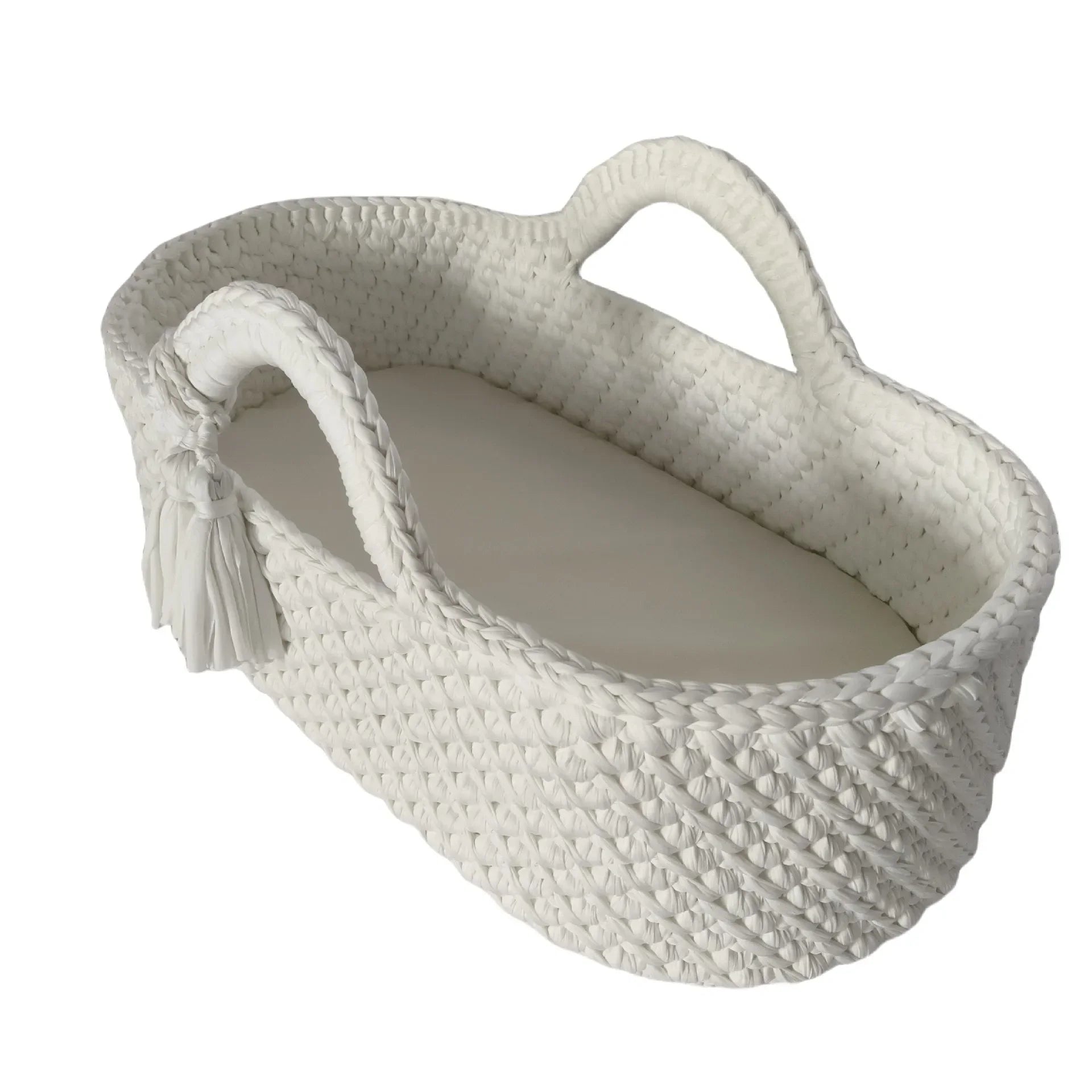 Hand Crocheted Single Layer Moses Cradle Cotton Rope Woven Crib Cloth Strips Woven Newborn Cradle