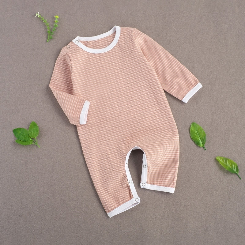 Newborn Rompers Striped Print Long Sleeve Crew Neck Jumpsuit