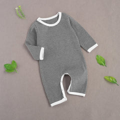 Newborn Rompers Striped Print Long Sleeve Crew Neck Jumpsuit
