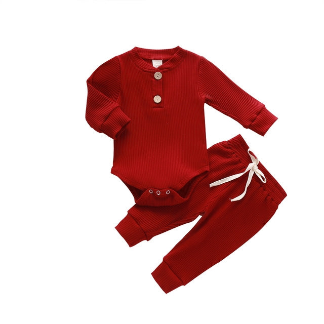 Infant Newborn Baby Girls Boys Spring Autumn Ribbed Solid
