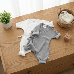 Newborn Bandage Knit Jumpsuit Unisex Baby Clothing White Gray