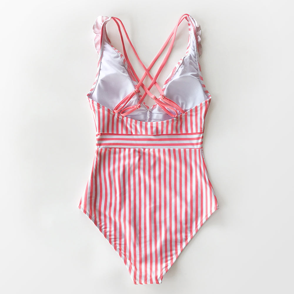 New Pregnant Women'S One-Piece Swimsuit, Belly Supporting Fashion, Hot Spring, Lotus Leaf Edge, Meat Covering, Large Bikini Pregnancy