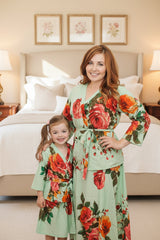 Mommy and Me Matching Dress 2 Piece Set Skirt and a kimono Top