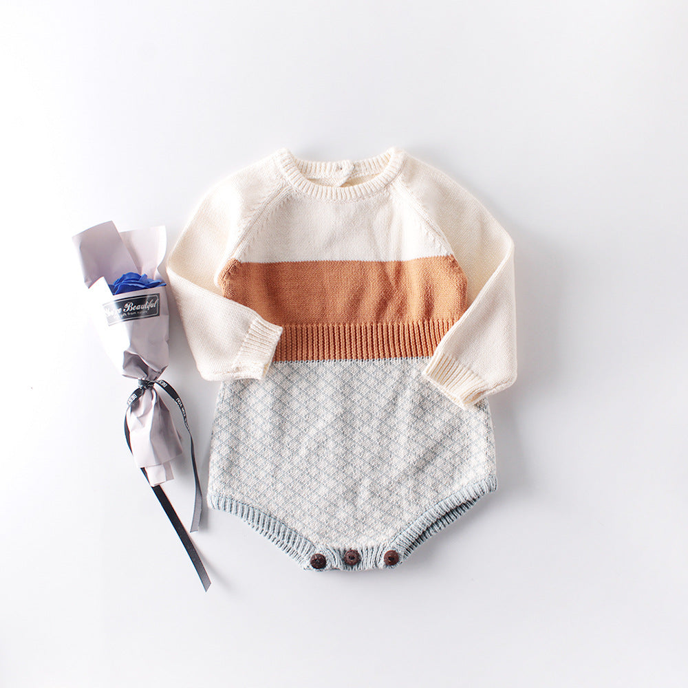 Knitted woolen bodysuit, bag fart, romper, romper