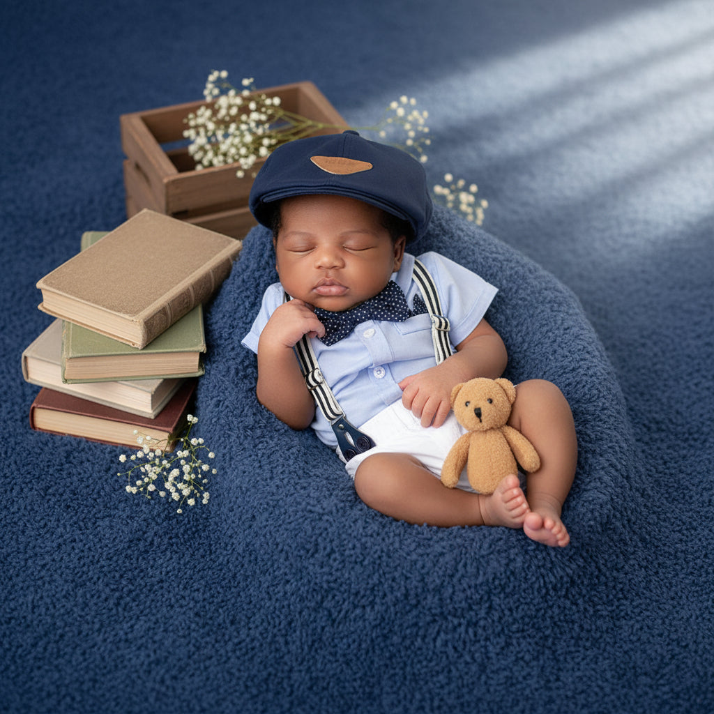 Newborn Baby Boy Gentleman Suit Romper Romper Hat Dress Shirt Bow Tie Strap Photo Onesie