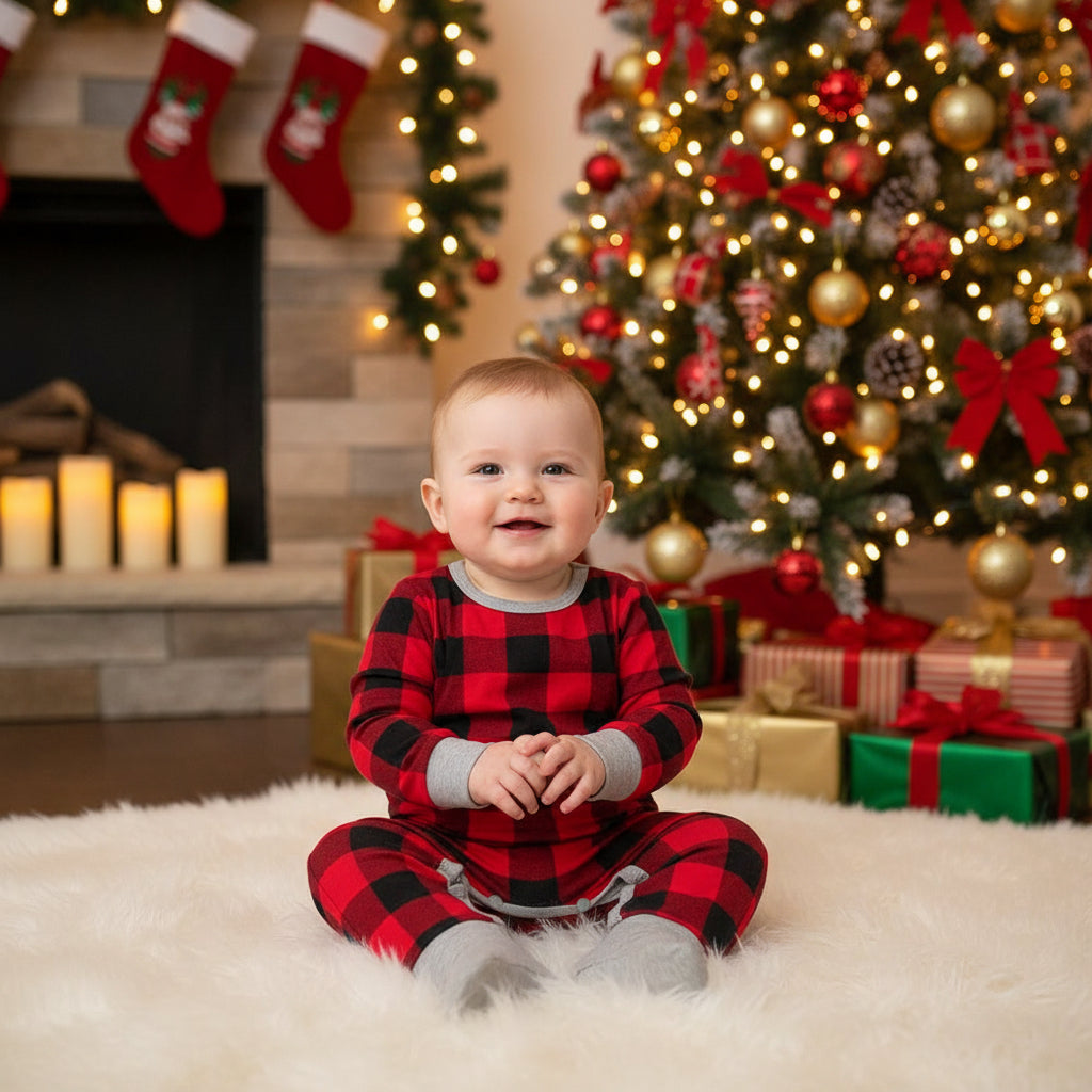 Infant Baby Boys Girls Christmas Santa XMAS Letter Plaid Romper Jumpsuit Outfits baby clothes winter clothe