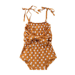 Leora Summer Romper Newborn Baby Girl Strap Bowknot Floral Romper Polka Dot Jumpsuit Outfits Sunsuit