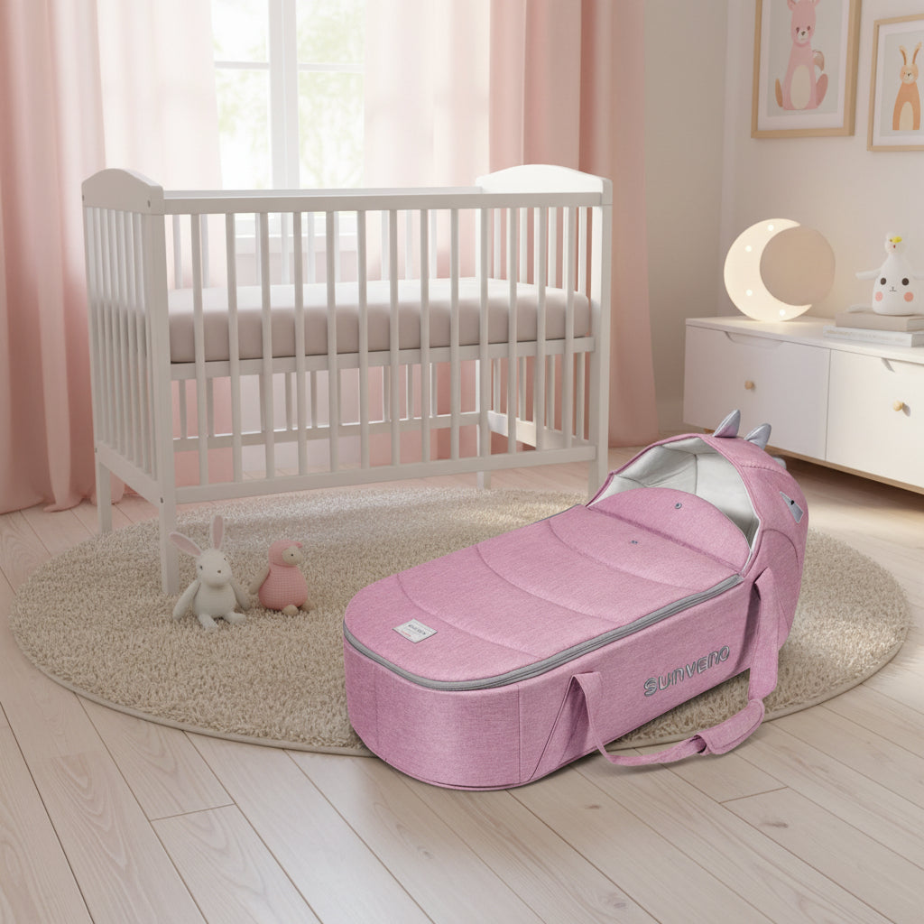 Pink Luxe Portable Carrycot Bassinet Travel Bed For Infants