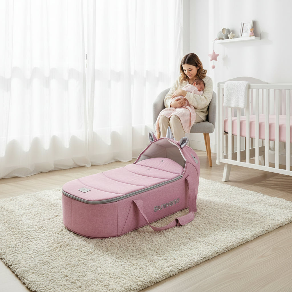 Pink Luxe Portable Carrycot Bassinet Travel Bed For Infants