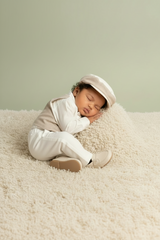 Little Duke Baby Vest Set and Hat Linen Blend Baptism Outfit for Boys
