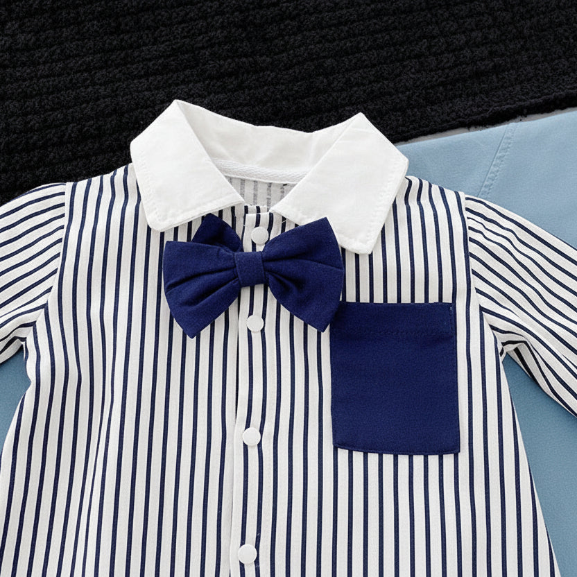 Newborn Short-sleeved Romper Boy  Western Style Gentleman Clothes Baby