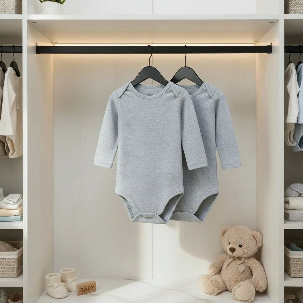 LittleNest Baby Onesies Pure Cotton Long Sleeve Solid Color Romper - Soft Cotton