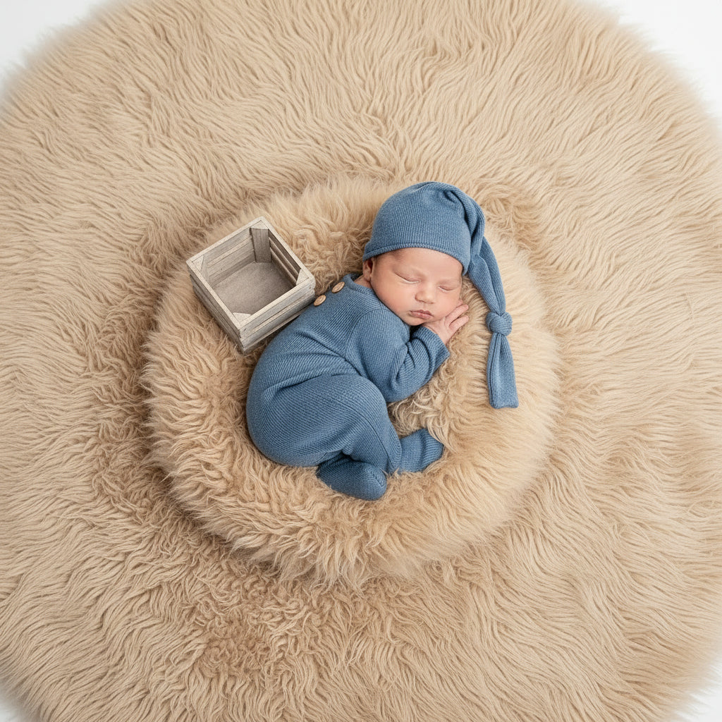 Newborn Photography Knitted Jumpsuit Long Tail Hat Two-piece Set