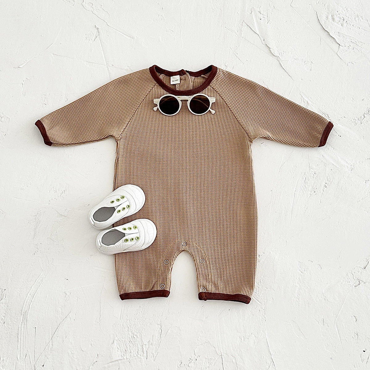 Newborn Rompers Baby Waffle Short Sleeve Rompers
