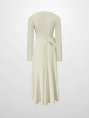 Waist Ruffle Dress-Cream