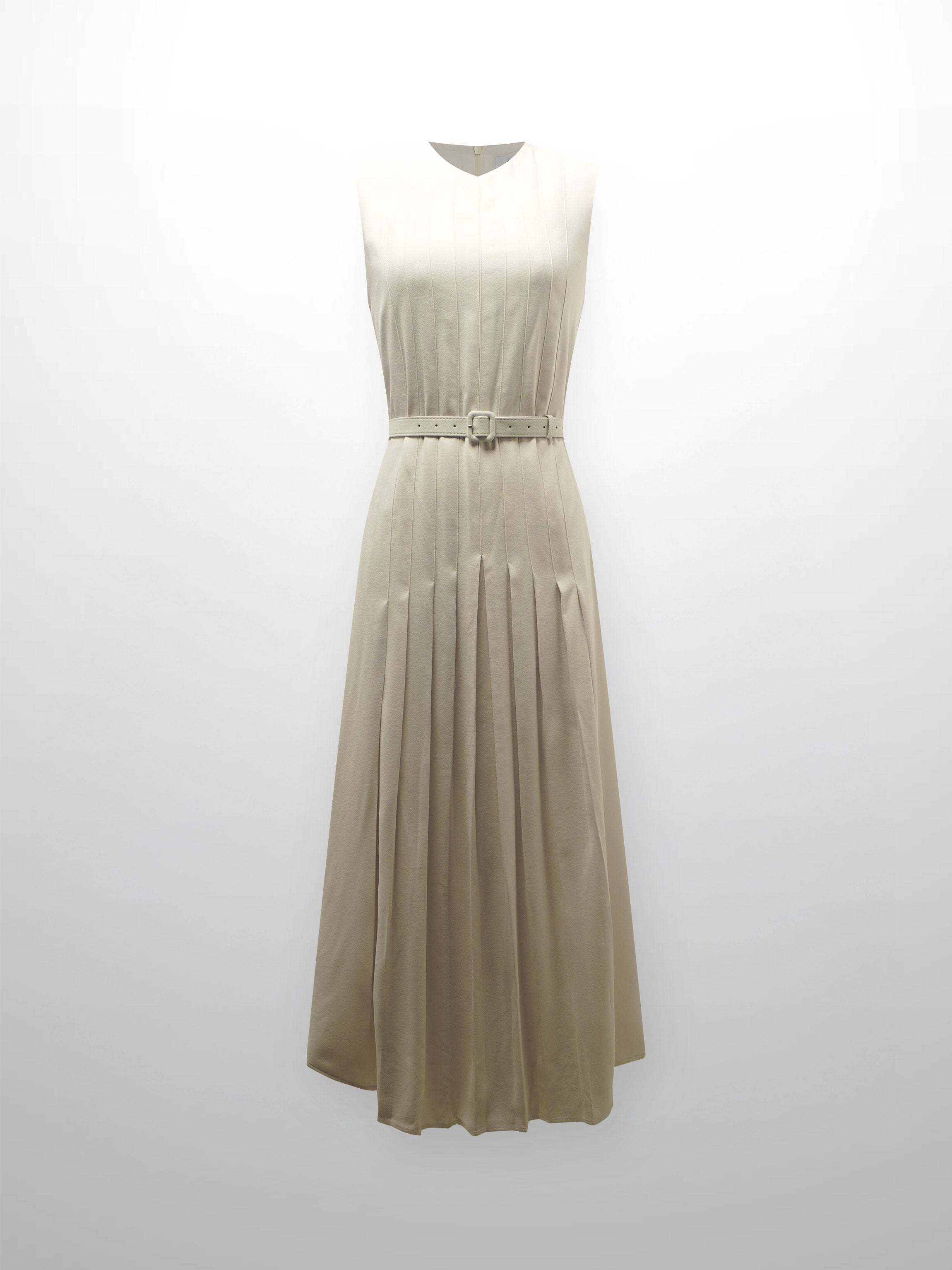 Stitched Down Pleated Jumper-Cream