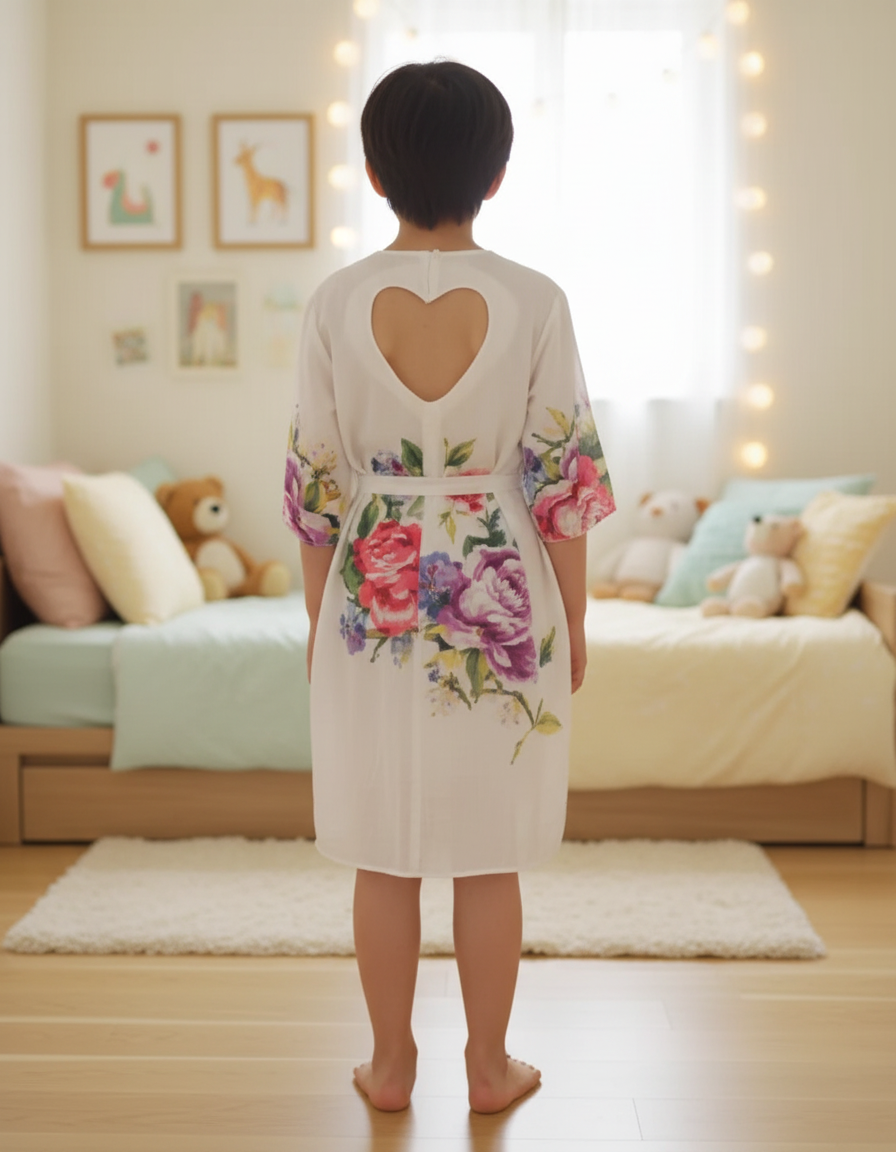 Heart Cutout Robe Back Buttoned Maternity Hospital Gown