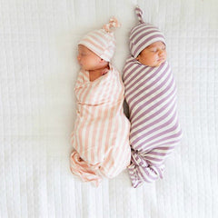 Newborn Rayon Stripe Gro-bag Beanie 2 Pieces Suit
