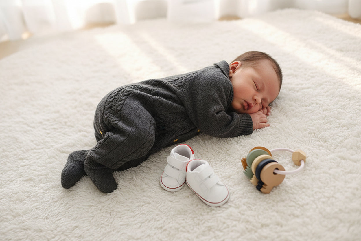 Lapel Baby Knit Jumpsuit - Soft Cotton, Lapel Style For Versatile Layering