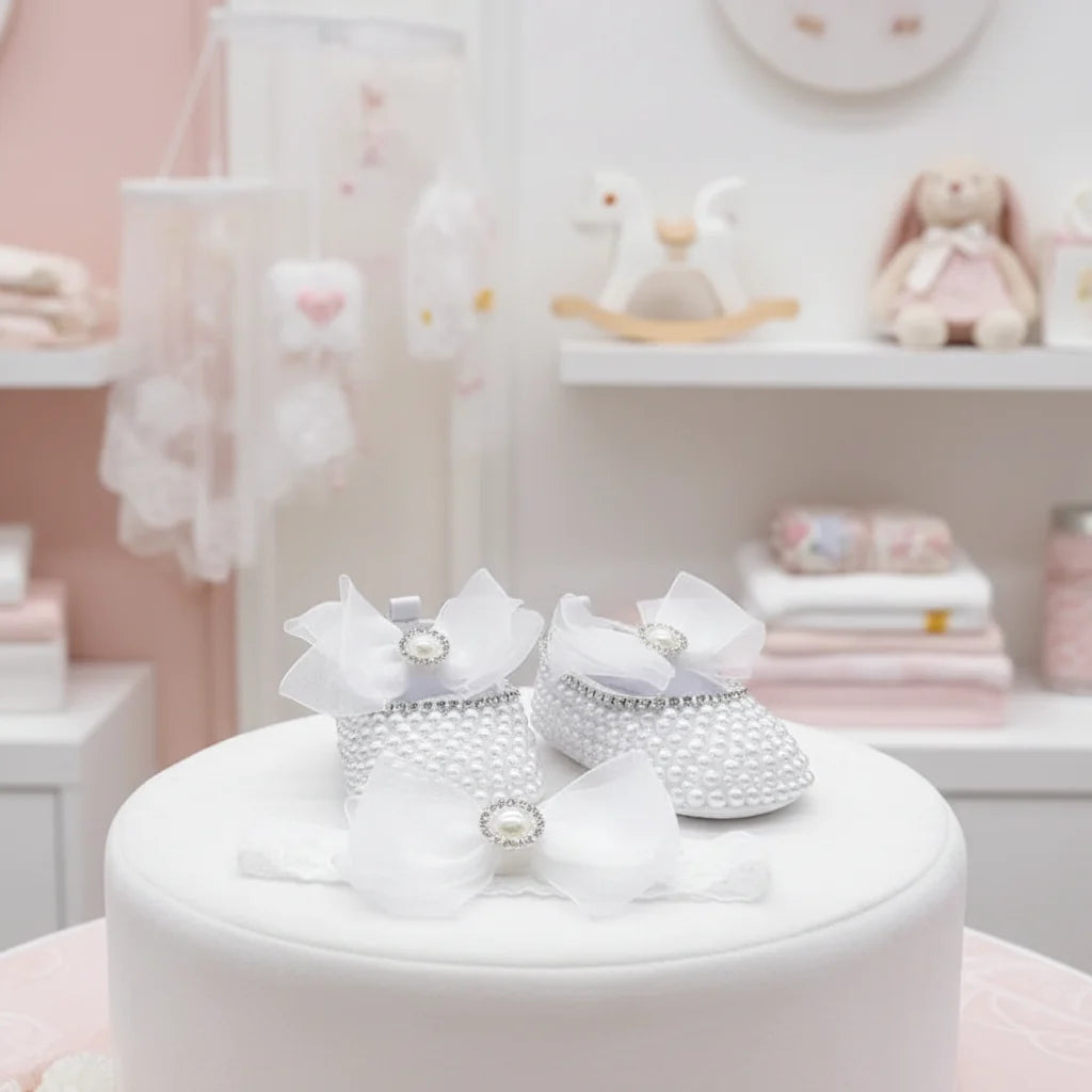 Dollbling Baby Diamonds And Pearls Pearl Rhinestone Baby Girl Shoes For Birthday