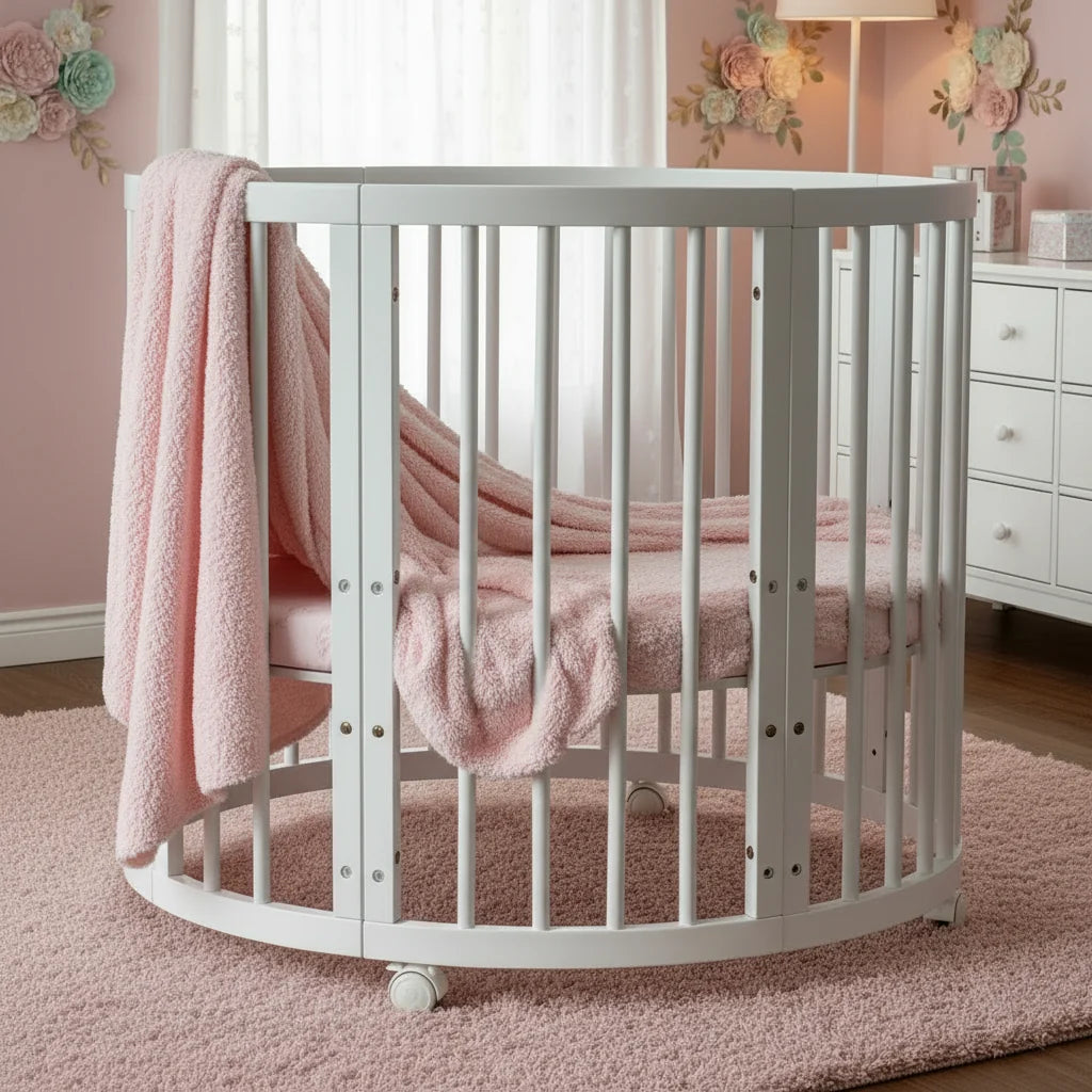 Solid Wood Oval Baby Crib Luxe Collection Exclusive