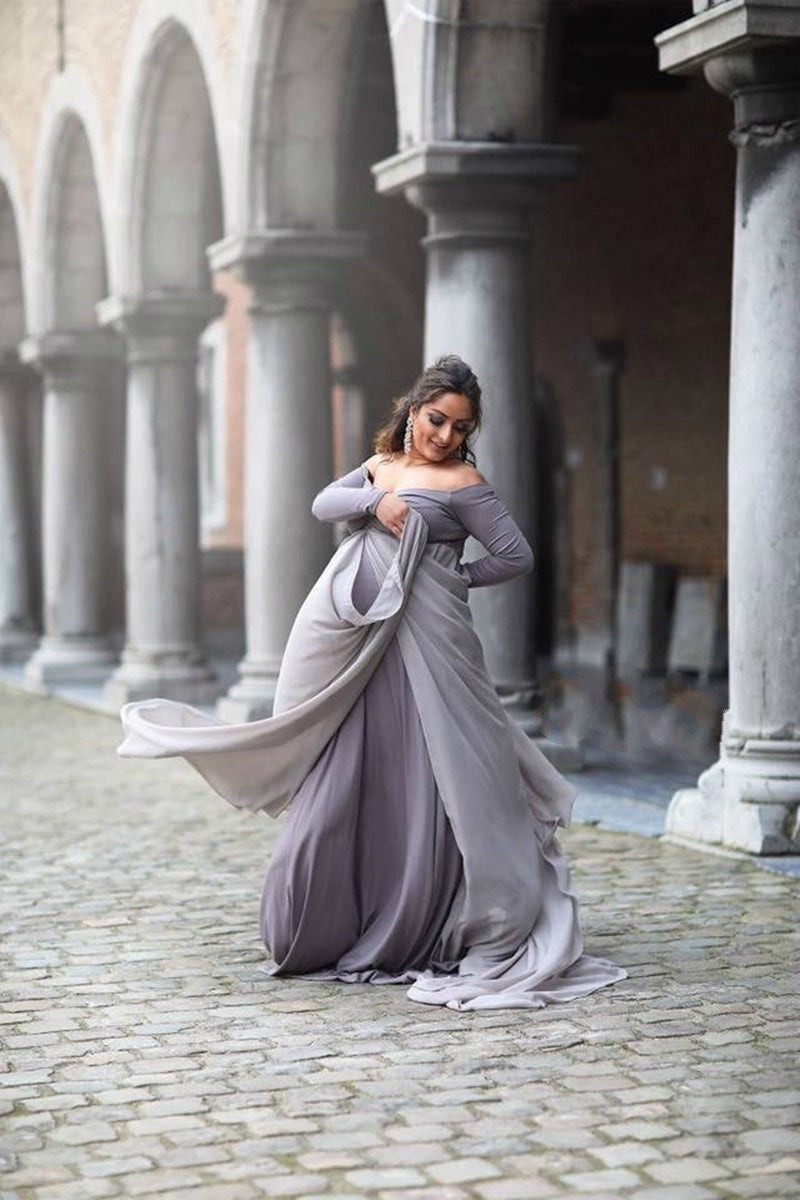 Photo Mopping Long Maternity Skirt