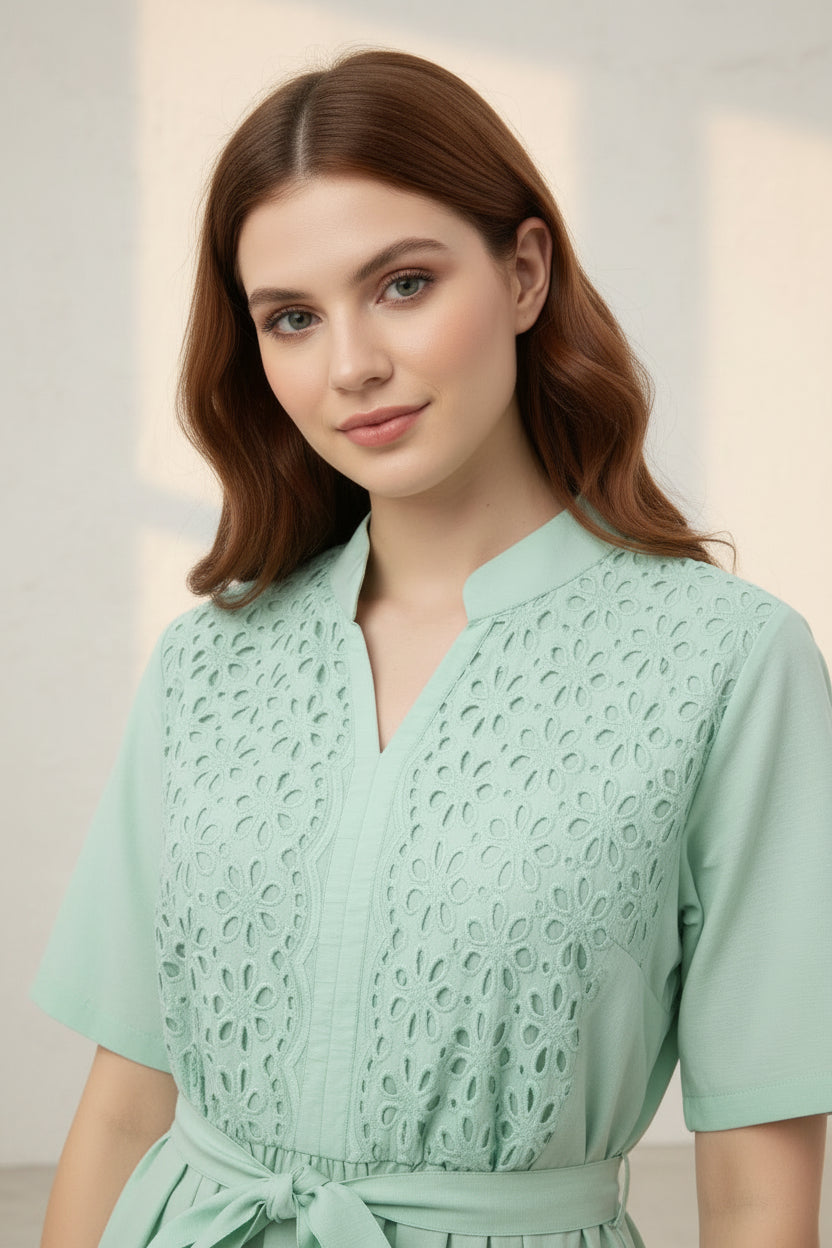 Mint Eyelet Maternity Maxi Dress