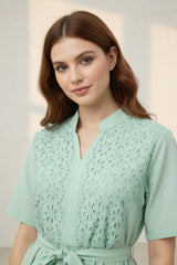 Mint Eyelet Maternity Maxi Dress