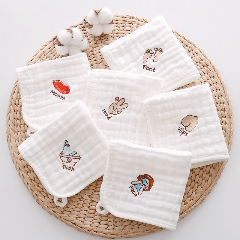 Newborn face wash and bath print square scarf
