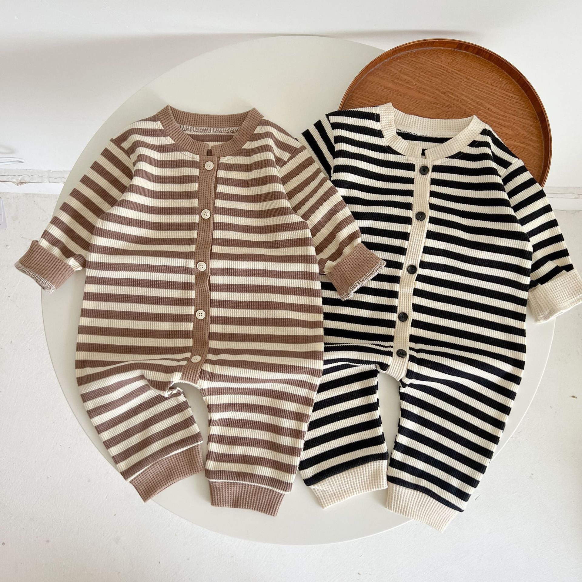 Color Block Striped Fart Romper Newborn Bodysuit