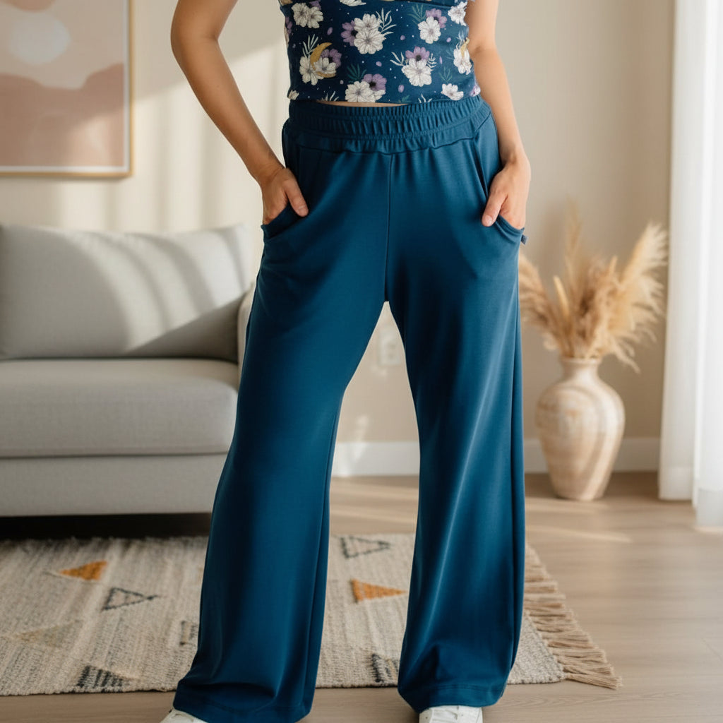Ladies Bamboo Wide Leg Pants | Sage