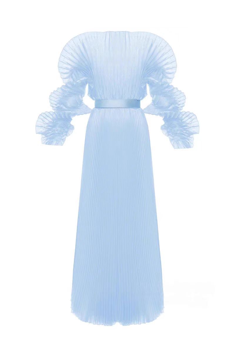 See-Through Pregnant Women With Big Belly Photo Pleated Organ Long Dress