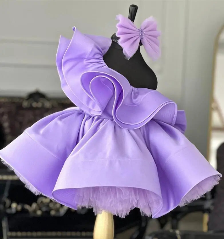 New Children's Purple Evening Princess Ball Gown Girls Fashion Birthday Party Wedding Performance Dress y1301
